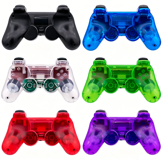 2.4G Wireless Transparent Joypad Gaming Controller with Double Vibration Feature 2nd Generation Gamepad for PS2 Game Controller