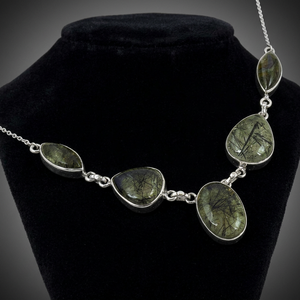 Art Palace Women's 925 Silver Silver Plated Casual Geometric <b>Statement</b> <b>Necklace</b> Natural Stone Water Drop Channel Setting Link - Product Image 3