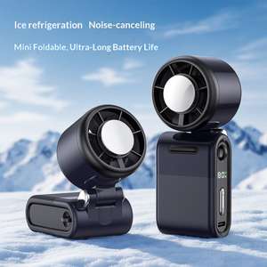 พัดลมมือถือพับได้ขนาดเล็กพิเศษ 100 ระดับความเร็ว 3000mAh ได้รับการรับรอง KC ใช้ได้ทั้งแบบคล้องคอ/พกพา และตั้งโต๊ะ ใช้ในบ้านและในรถยนต์ - Product Image 1