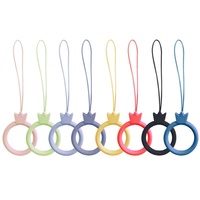 Cordon universel en silicone pour téléphone portable avec anneau couronne pour pendentif, clé USB - Noir/Rouge/Vert Personnalisable