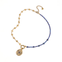 Collier Pendentif Coquillage Naturel, Conque, Ange, Aigle, Pierre de Lune Irrégulière, Quartz Clair, Lapis Lazuli, Perles, Accessoire Énergétique de Guérison