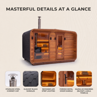 Sauna hybride extérieur Ploutara Contractor, infrarouge électrique rapide 15 min, CE, modulaire, sur mesure, prêt pour projet de salle de sport, cabine en Hemlock <2mG
