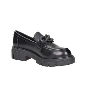 Mocassins pour femme Marco Tozzi en cuir noir à semelle épaisse, chaussures plates à enfiler - Product Image 6