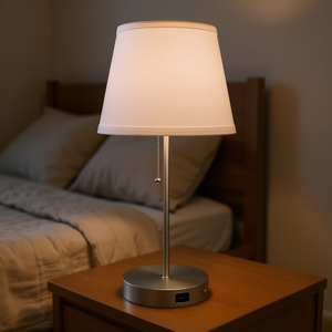 Lámpara de escritorio LED DB Jaydaliz de 18 pulgadas, níquel satinado, estilo europeo, con puerto USB para dormitorios, iluminación de lectura - Product Image 2