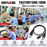 Kabel DEFUXIN USB 3.0 Dual USB-A ke Type-C Y 0.6m 2FT dengan Daya Tambahan untuk Hard Drive Eksternal HDD