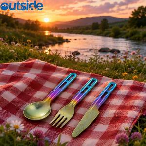 <span class=keywords><strong>Set</strong></span> Personalizzato di Cucchiaio, Forchetta e Coltello in Titanio Puro per Bambini, Stoviglie Ultraleggere da Campeggio, Produttore all'Ingrosso OEM ODM - Product Image 1