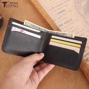 กระเป๋าสตางค์หนังแท้ Tiding สำหรับผู้ชาย สีน้ำตาลเข้ม ป้องกันการโจรกรรม RFID แบบสั้น ใช้ได้ทุกวันสำหรับธุรกิจ - Product Image 2