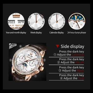Pour OLEVS 6695 <span class=keywords><strong>montre</strong></span> mécanique automatique de luxe pour hommes étanche Phase de lune conception plongeur mode affaires robe Style cuir - Product Image 5