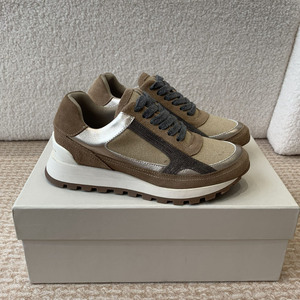 Factory Wholesale Plus <b>Size</b> Beaded Suede & Mesh Casual Sports <b>Shoes</b> for Men and Women, Comfortable Lace-Up Thick Soled Footwear - Product Image 5