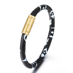 Bracelet en cuir véritable en gros avec fermoir, bracelet fait main, bracelet en cuir de luxe unisexe - Product Image 3