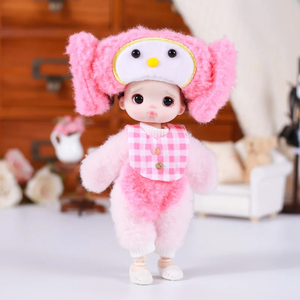 Mini phim hoạt hình dễ thương búp bê màu hồng Jumpsuit Đồ ngủ ngồi bên cho 15-17cm Thần Tượng búp bê clothingoutfit đồ chơi phụ kiện - Product Image 2