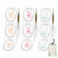 Etiqueta Personalizada Autoadhesiva para Botellas de Vidrio, con Impresión Floral en Papel Mate de Forma Redonda, para Perfumes