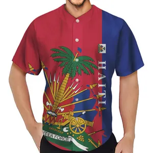 T-shirt manches courtes col rond homme, estival et décontracté, léger et respirant, avec motif Haiti de drapeau imprimé, 2020