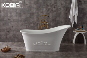 Antiguo bañera respaldo en forma blanco stand alone solid surface piedra resina rollo de baño bañera - Product Image 4