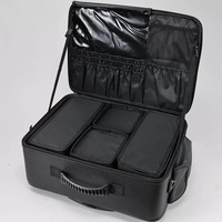 Professionnel Portable Trolley sac étui grande capacité Nail Art broderie boîte de rangement fermeture éclair PU sacs à cosmétiques mallette de rangement