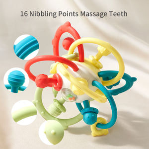Jouet de dentition en silicone de qualité alimentaire, balle sensorielle à textures multiples, pour l'entraînement à la préhension, stérilisable, hochet pour bébé, cadeau pour nourrisson - Product Image 4