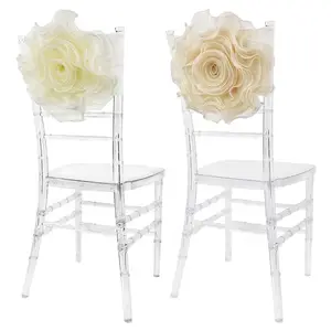 Cadeira de resina Tiffany de policarbonato de plástico transparente estilo francês, cadeiras acrílicas para casamentos, eventos e hotéis fantasma, Chiavari