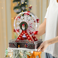 Ornamen Resin Miniatur 3D: Model Kincir Ria Bertema Kepingan Salju Buatan Tangan untuk Dekorasi Liburan Dalam Ruangan