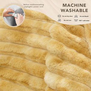 مصدق للشتاء مريح مخطط فرو أرنب قابل للغسل كهربائي رمي التدفئة بطانية للمنزل - Product Image 5