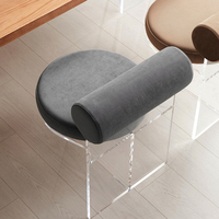Chaise de salle à manger moderne en acrylique avec coussin en velours et pieds en acrylique transparent pour salon et salle à manger