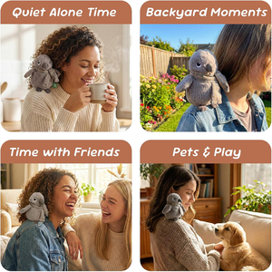 Juguete de Peluche de Cuervo Gris de Pie con Imán para el Hombro y Bufanda, Decoración de Pájaro de Peluche para Niños y Niñas de Todas las Edades - Product Image 4