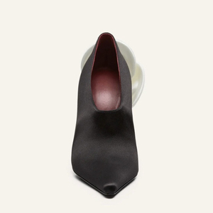 Sandales élégantes en soie pour femme, grande taille 45, à fleur arrière, à bout pointu, talons aiguilles fins, chaussures de soirée, escarpins à coupe large - Product Image 4