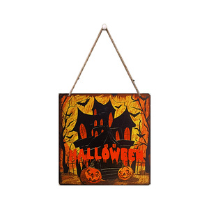 En stock: Marco de madera para cartel de Halloween, decorativo, colgante, cuadrado, con diseño de calabaza, para colgar en el patio o como accesorio de decoración de pared. - Product Image 4