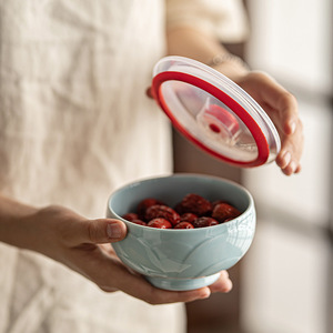 Ceramic Food <b>Storage</b> Bowl With Lid Airtight Round <b>Microwave</b> Safe Small Fruit Snack Bowl For Party Use - Product Image 1