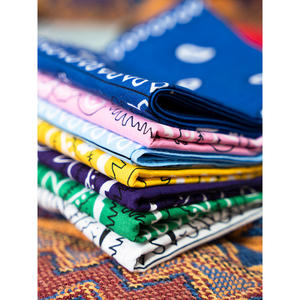 ピュアコットンカシューナッツヘッドスカーフヒップホップヨーロッパとアメリカのストリートダンス、オートバイのレトロな対照的なカラースクエアスカーフ - Product Image 3