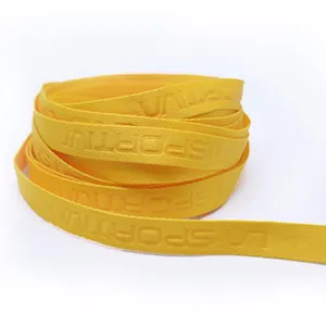 Factory Custom 10mm Jacquard Webbing Embossed Custom Logo Polyester Webbing For Wristbands Back Neck Strap Garment Accessories