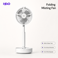 Ventilateur brumisateur pliable portable, réservoir d'eau de 600 ml, ventilateur de bureau rechargeable de 2000 mAh avec télécommande pour les voyages, la maison et le bureau