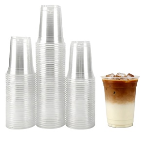Custom Logo 12oz 16oz 20oz 22oz Disposable Printing Clear Boba Tea & Milk <b>Plastic</b> <b>Cup</b> Lid PET <b>Cups</b> for Coffee Shops - Product Image 1