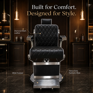 Hydraulic Reclining Barber Chair 360° Swivel Foldable <b>Footrest</b> PU Leather for Men's Barbershop - Product Image 1