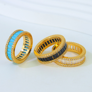 High Quality Gold Color Blue Zircon <b>Ring</b> Fashion 21k Gold Plated Designer Geometric <b>Rings</b> for Women <b>Wedding</b> Party - Product Image 3