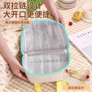 กระเป๋าใส่อาหารกลางวันแบบมีฉนวนกันความร้อน Joy Log ผ้าอ็อกซ์ฟอร์ด ซับใน PEVA กระเป๋าเบนโตแบบถือสำหรับใช้ในโรงเรียน ที่ทำงาน และกิจกรรมกลางแจ้ง - Product Image 4