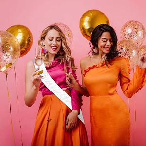 Écharpe d'anniversaire élégante pour fille, <span class=keywords><strong>en</strong></span> satin blanc, avec décorations de strass scintillants, pour filles ou femmes, anniversaire disco - Product Image 6