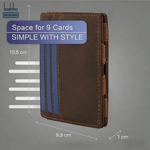 Portefeuille magique en cuir Boshiho Factory pour hommes et femmes, portefeuilles minimalistes pour 9 cartes avec porte-cartes RFID, portefeuille en cuir - Product Image 3