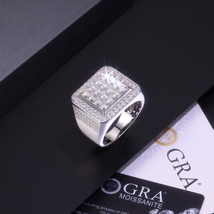Новое кольцо из серебра 925 пробы квадратное кольцо D-Color Moissanite хип-хоп модное роскошное кольцо для мужчин - Product Image 2