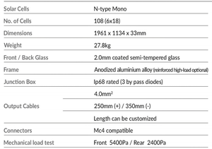 Módulo Fotovoltaico Monocristalino TOPCon de Calidad Nivel 1, Bifacial, de Media Celda, 490-510W, Celdas de 210mm, Comercial - Product Image 3