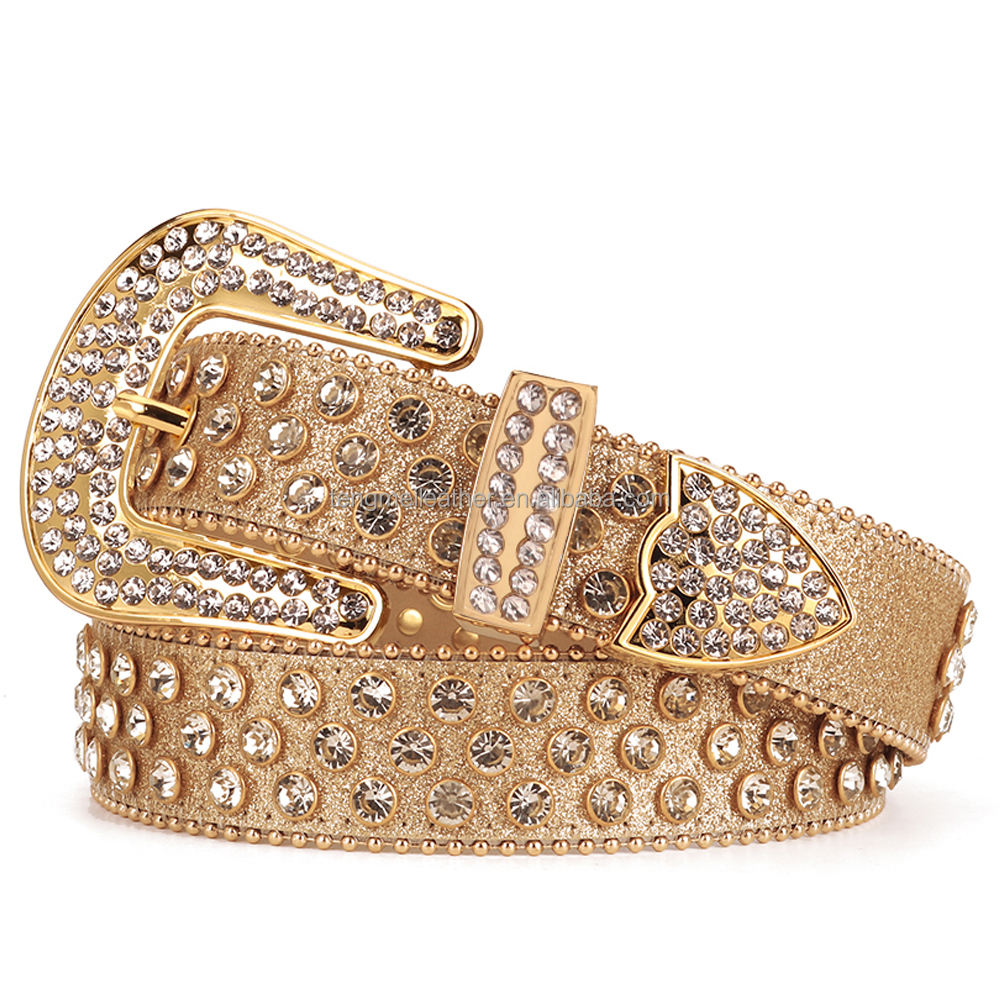 Rockstar Rhinestones Diamond Belt - Western Leather Bling