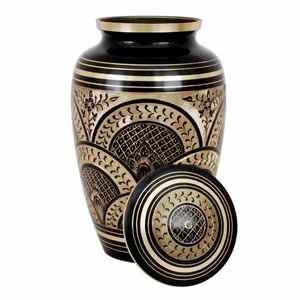 Urna de cremación de latón puro para cenizas, urna de latón hecho a mano para suministros funerarios, oro, grabado a mano - Product Image 1