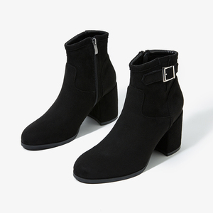 أحذية نسائية شتوية طويلة حتى منتصف الساق بكعب سميك وسحاب، أحذية أنيقة - Product Image 1