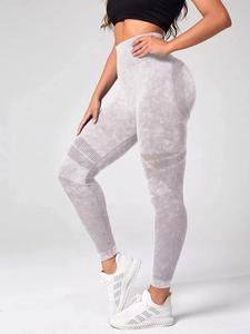 Shorts de sport pour femmes, taille haute, sans couture, écologiques, respirants, mi-taille, fermeture élastique, entraînement, polyester/nylon - Product Image 5