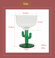 Großhandel benutzer definierte handgemachte 400ml kaktus förmige Stiel Wein Margarita Gläser grün gefärbte Cocktail Glas Tasse für Bier Hochzeits geschenk