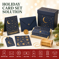 Enveloppe personnalisée de Noël 5x7 pouces en carton recyclé 300 g/m² avec estampage à chaud et motif arbre de Noël en lin noir, gaufrée et assortie