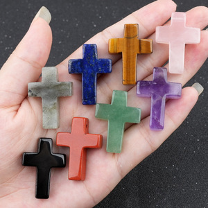 천연석 십자가 펜던트 목걸이 멀티 스톤 크리스탈 종교 장신구 남녀 공용 - Product Image 5