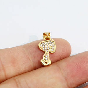CZ8854 सुंदर मिनी लिटिल टिनी 18K गोल्ड प्लेटेड CZ माइक्रो पेव डॉग चार्म पेंडेंट आभूषण बनाने की आपूर्ति के लिए - Product Image 2