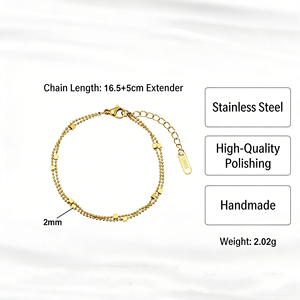 Classic Fashion Bracelets Women Trend 18k <strong>Gold</strong> Plated Stainless Steel <strong>Bead</strong> Chain Bracelet - Product Image 5