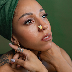 Anillo de nariz con circonita en forma de corazón, joyería abierta sin perforación, regalo para mujer, joyería de moda, oro rosa, plata, oro - Product Image 2