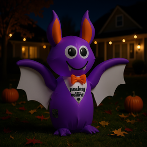 Decorazione gonfiabile da esterno per Halloween, pipistrello viola con papillon illuminato, alta 1,2 m, per decorazioni natalizie - Product Image 2